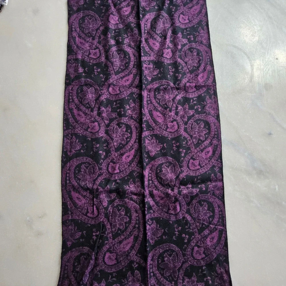 Purple Paisley Scarf‎ with Fringe Women's Fashion Accessory